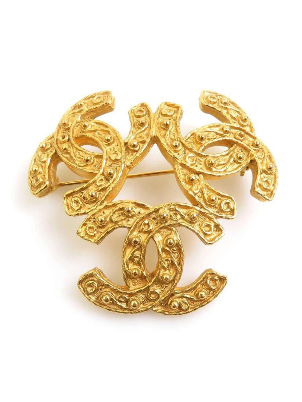 Chanel Cc Logo Brooch Gold-Tone Metal #347257C88B